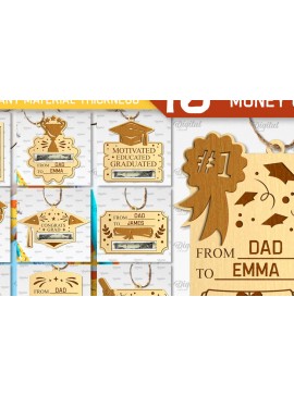 Σετ των 2 Intra απο ξύλο plywood 3mm-4mm πάχος - Κάρτα αποφοίτησης με λέιζερ Δίασταση 30x20 cm INTRAFABR-95172932