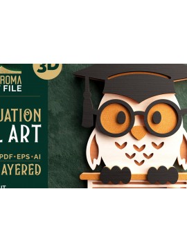 Σετ των 3 Intra απο ξύλο plywood 3mm-4mm πάχος -  αποκοπής  3D Layered Owl Graduation Owl Δίασταση 4x4 cm INTRAFABR-66403837