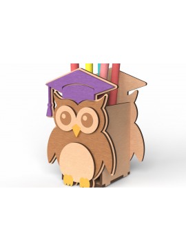 Σετ των 2 Intra απο ξύλο plywood 3mm-4mm πάχος - Αποφοίτηση κουκουβάγιας στυλό  Δίασταση 30x20 cm INTRAFABR-118999285