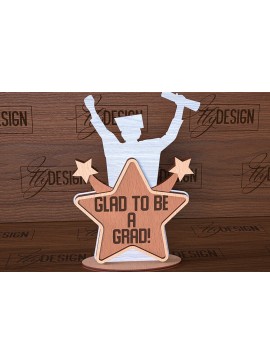 Σετ των 2 Intra απο ξύλο plywood 3mm-4mm πάχος - σταντ αποφοίτησης | Σχολείο Δίασταση 30x20 cm INTRAFABR-93694508