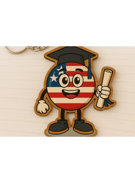 Σετ των 3 Intra απο ξύλο plywood 3mm-4mm πάχος - Αποφοίτηση USA Keychain  Δίασταση 4x4 cm INTRAFABR-122736906