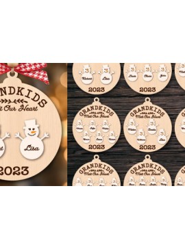 Σετ των 3 Intra απο ξύλο plywood 3mm-4mm πάχος - Πακέτο στολιδιών από το Grandkids Melt Our Heart Δίασταση 6x6 cm INTRAFABR-80870815