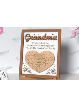 Σετ των 2 Intra απο ξύλο plywood 3mm-4mm πάχος - Grandmother Puzzle Πλαίσιο  Δίασταση 20x25 cm INTRAFABR-118959983