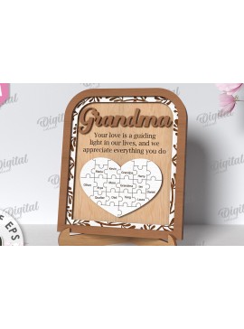 Σετ των 2 Intra απο ξύλο plywood 3mm-4mm πάχος - Grandmother Puzzle Πλαίσιο  Δίασταση 20x25 cm INTRAFABR-118960013