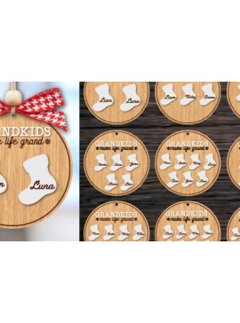 Σετ των 3 Intra απο ξύλο plywood 3mm-4mm πάχος - Χριστουγεννιάτικο στολίδι του παππού και της γιαγιάς κόψιμο με λέιζερ Δίασταση 6x6 cm INTRAFABR-80884812