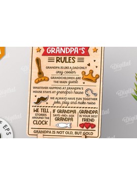 Σετ των 2 Intra απο ξύλο plywood 3mm-4mm πάχος - Οι κανόνες του παππού πλάκα κοπής με λέιζερ Δίασταση 30x20 cm INTRAFABR-112859459