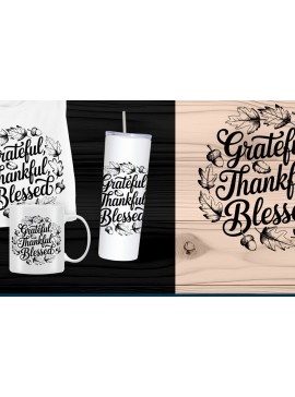 Σετ των 2 Intra απο ξύλο plywood 3mm-4mm πάχος - Grateful Thankful Blessed  Laser Cut Δίασταση 20x20 cm INTRAFABR-109560394