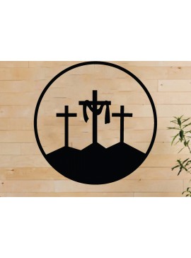 Intra απο ξύλο plywood 3mm-4mm πάχος -  κοπής με λέιζερ Grave Cross, Τέχνη τοίχου Δίασταση 40x50 cm INTRAFABR-63186795