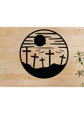 Intra απο ξύλο plywood 3mm-4mm πάχος - Λίμα κοπής με λέιζερ Grave Cross, Διακόσμηση τοίχου Δίασταση 40x50 cm INTRAFABR-63186886