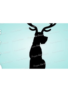 Σετ των 2 Intra απο ξύλο plywood 3mm-4mm πάχος - Great Dane Christmas Dog Reindeer  Δίασταση 15x15 cm INTRAFABR-82917851