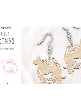 Intra απο ξύλο plywood 3mm-4mm πάχος - Σκουλαρίκια Great Dane Dog Σχέδιο κοπής με λέιζερ Δίασταση 900x900 cm INTRAFABR-119195663