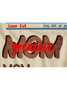 Σετ των 2 Intra απο ξύλο plywood 3mm-4mm πάχος - Greatest Mom Laser Cut -  Dxf Eps Ai Δίασταση 12x4 cm INTRAFABR-65691003