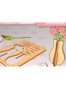 Σετ των 2 Intra απο ξύλο plywood 3mm-4mm πάχος - Ευχετήρια κάρτα λέιζερ. Μπουκέτο λουλουδιών  Δίασταση 10x15 cm INTRAFABR-91977913