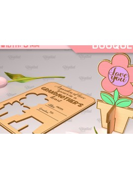 Σετ των 2 Intra απο ξύλο plywood 3mm-4mm πάχος - Ευχετήρια κάρτα λέιζερ. Μπουκέτο λουλουδιών  Δίασταση 10x15 cm INTRAFABR-91978011