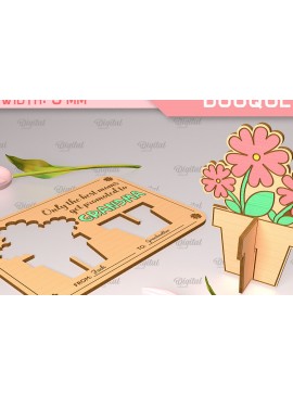 Σετ των 2 Intra απο ξύλο plywood 3mm-4mm πάχος - Ευχετήρια κάρτα λέιζερ. Μπουκέτο λουλουδιών  Δίασταση 10x15 cm INTRAFABR-91978091