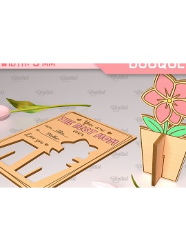 Σετ των 2 Intra απο ξύλο plywood 3mm-4mm πάχος - Ευχετήρια κάρτα λέιζερ. Μπουκέτο λουλουδιών  Δίασταση 10x15 cm INTRAFABR-91978201