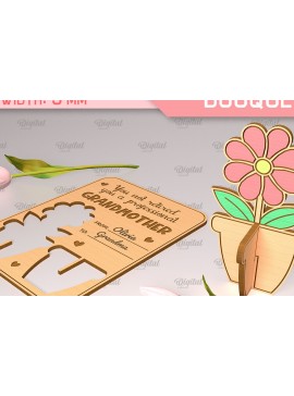 Σετ των 2 Intra απο ξύλο plywood 3mm-4mm πάχος - Ευχετήρια κάρτα λέιζερ. Μπουκέτο λουλουδιών  Δίασταση 10x15 cm INTRAFABR-91977846