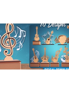 Σετ των 2 Intra απο ξύλο plywood 3mm-4mm πάχος - Βραβείο Guitar Trophy Laser Cut  Bundle Δίασταση 20x20 cm INTRAFABR-114807278