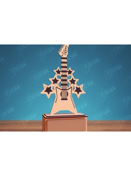 Σετ των 2 Intra απο ξύλο plywood 3mm-4mm πάχος - Guitar Award Trophy Laser Cut Design  Δίασταση 30x20 cm INTRAFABR-114807492