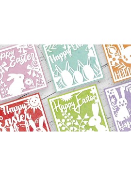 Σετ των 2 Intra απο ξύλο plywood 3mm-4mm πάχος - Πακέτο κοπής χαρτιού Haappy Πασχαλινές κάρτες Δίασταση 15x15 cm INTRAFABR-89836066