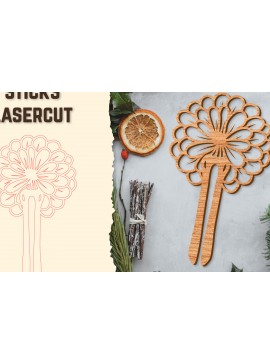 Σετ των 2 Intra απο ξύλο plywood 3mm-4mm πάχος - Στικς μαλλιών Floral κούρεμα με λέιζερ Δίασταση 30x20 cm INTRAFABR-122943388