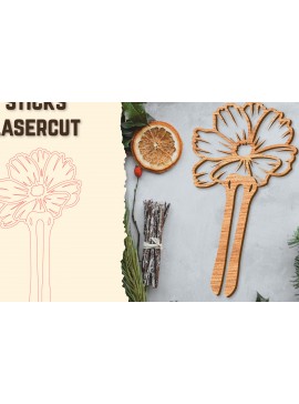Intra απο ξύλο plywood 3mm-4mm πάχος - Στικς μαλλιών Floral κούρεμα με λέιζερ Δίασταση 30x20 cm INTRAFABR-122943135