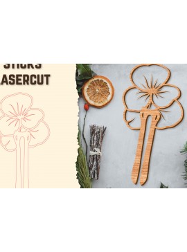 Σετ των 2 Intra απο ξύλο plywood 3mm-4mm πάχος - Στικς μαλλιών Floral κούρεμα με λέιζερ Δίασταση 30x20 cm INTRAFABR-122943185