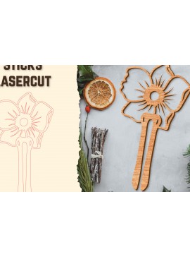 Σετ των 2 Intra απο ξύλο plywood 3mm-4mm πάχος - Στικς μαλλιών Floral κούρεμα με λέιζερ Δίασταση 30x20 cm INTRAFABR-122943255