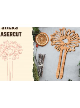Σετ των 2 Intra απο ξύλο plywood 3mm-4mm πάχος - Στικς μαλλιών Floral κούρεμα με λέιζερ Δίασταση 30x20 cm INTRAFABR-122943108