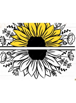 Σετ των 2 Intra απο ξύλο plywood 3mm-4mm πάχος - Half Sunflower  Border Δίασταση 20x20 cm INTRAFABR-117729336