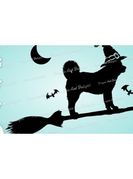 Σετ των 2 Intra απο ξύλο plywood 3mm-4mm πάχος - Halloween Akita Inu Spooky Dog  Png Δίασταση 15x15 cm INTRAFABR-77795794