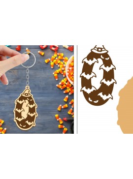 Σετ των 3 Intra απο ξύλο plywood 3mm-4mm πάχος - με μπρελόκ Halloween Aphabet Δίασταση 4x4 cm INTRAFABR-103746334