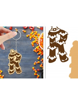 Σετ των 3 Intra απο ξύλο plywood 3mm-4mm πάχος - με μπρελόκ Halloween Aphabet Δίασταση 4x4 cm INTRAFABR-103746559