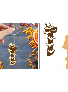 Σετ των 3 Intra απο ξύλο plywood 3mm-4mm πάχος - με μπρελόκ Halloween Aphabet Δίασταση 4x4 cm INTRAFABR-103746658