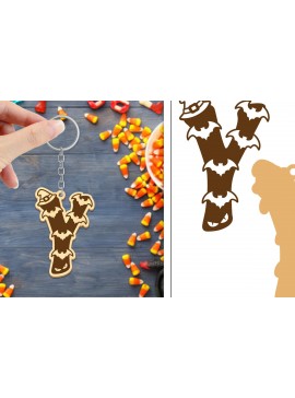 Σετ των 3 Intra απο ξύλο plywood 3mm-4mm πάχος - με μπρελόκ Halloween Aphabet Δίασταση 4x4 cm INTRAFABR-103747106