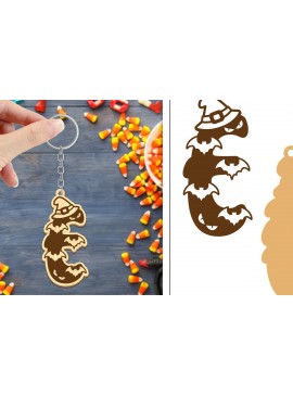 Σετ των 3 Intra απο ξύλο plywood 3mm-4mm πάχος - με μπρελόκ Halloween Aphabet Δίασταση 4x4 cm INTRAFABR-103745566