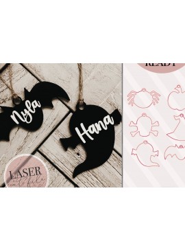 Σετ των 2 Intra απο ξύλο plywood 3mm-4mm πάχος - Ετικέτες τσάντα αποκριών Laser Δίασταση 15x15 cm INTRAFABR-72566007