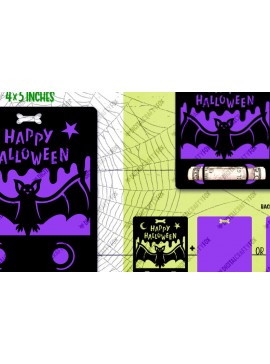 Σετ των 3 Intra απο ξύλο plywood 3mm-4mm πάχος - Halloween Bat Money Card  Δίασταση 4x5 cm INTRAFABR-107975572