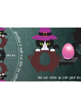 Intra απο ξύλο plywood 3mm-4mm πάχος - Πρότυπο θήκης αυγών μαύρης γάτας αποκριών Δίασταση 30x20 cm INTRAFABR-11909988