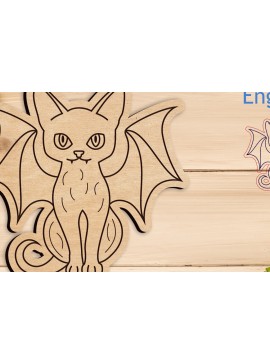 Σετ των 2 Intra απο ξύλο plywood 3mm-4mm πάχος - Halloween Black Cat, Laser Egraving  Δίασταση 15x15 cm INTRAFABR-106067588