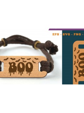 Σετ των 3 Intra απο ξύλο plywood 3mm-4mm πάχος - Βραχιόλι Halloween Boo Cut Laser  1 Δίασταση 4x4 cm INTRAFABR-110076199