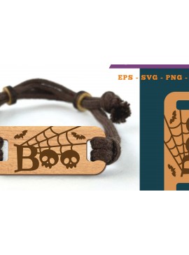 Σετ των 3 Intra απο ξύλο plywood 3mm-4mm πάχος - Βραχιόλι Halloween Boo Cut Laser  2 Δίασταση 4x4 cm INTRAFABR-110076253