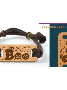 Σετ των 3 Intra απο ξύλο plywood 3mm-4mm πάχος - Βραχιόλι Halloween Boo Laser Cut  3 Δίασταση 4x4 cm INTRAFABR-110076320