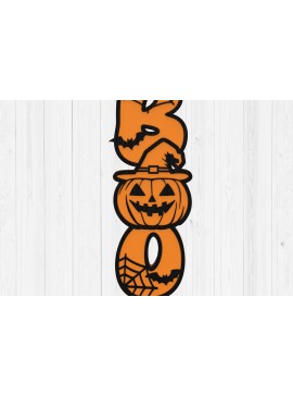 Σετ των 2 Intra απο ξύλο plywood 3mm-4mm πάχος - Σήμα Halloween BOO,  έτοιμο με λέιζερ Δίασταση 15x15 cm INTRAFABR-103461552