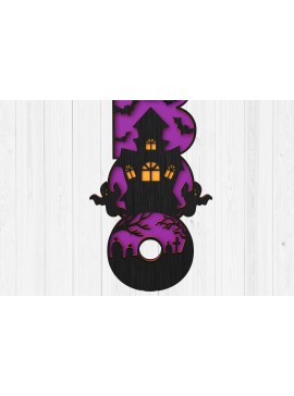 Σετ των 2 Intra απο ξύλο plywood 3mm-4mm πάχος - Σήμα Halloween BOO  3D Laser Cut Δίασταση 15x15 cm INTRAFABR-104288032