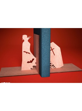 Σετ των 2 Intra απο ξύλο plywood 3mm-4mm πάχος - Halloween Bookend Laser Cut  | Στοιχειωμένος Δίασταση 15x15 cm INTRAFABR-73287538