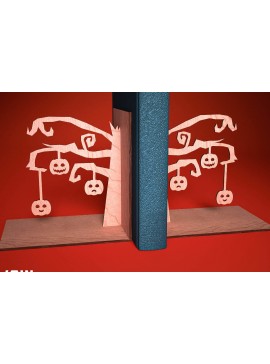 Σετ των 2 Intra απο ξύλο plywood 3mm-4mm πάχος - Halloween Bookend Laser Cut  | Στοιχειωμένος Δίασταση 15x15 cm INTRAFABR-73287298