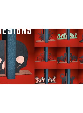 Σετ των 2 Intra απο ξύλο plywood 3mm-4mm πάχος - Halloween Bookend Laser Cut  Δίασταση 15x15 cm INTRAFABR-75892013