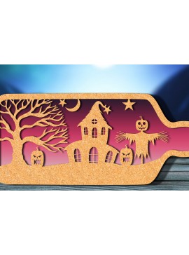 Σετ των 2 Intra απο ξύλο plywood 3mm-4mm πάχος - Halloween Bottle Laser Cut  Δίασταση 15x15 cm INTRAFABR-105709824