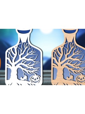 Σετ των 3 Intra απο ξύλο plywood 3mm-4mm πάχος - Halloween Bottle Laser Cut  Δίασταση 15x15 cm INTRAFABR-105709807
